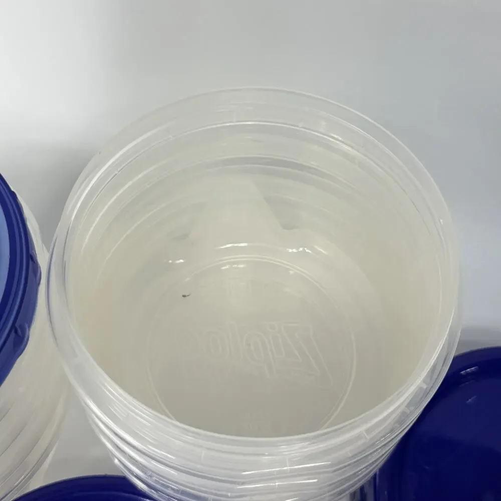 Lot 8 Ziploc Twist n Loc Round Plastic Storage Containers Lids Blue 2 Cup 16 oz